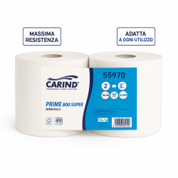 CARIND Prime 800 Super – Rotoli industriali in cellulosa 2 veli resistenti e assorbenti