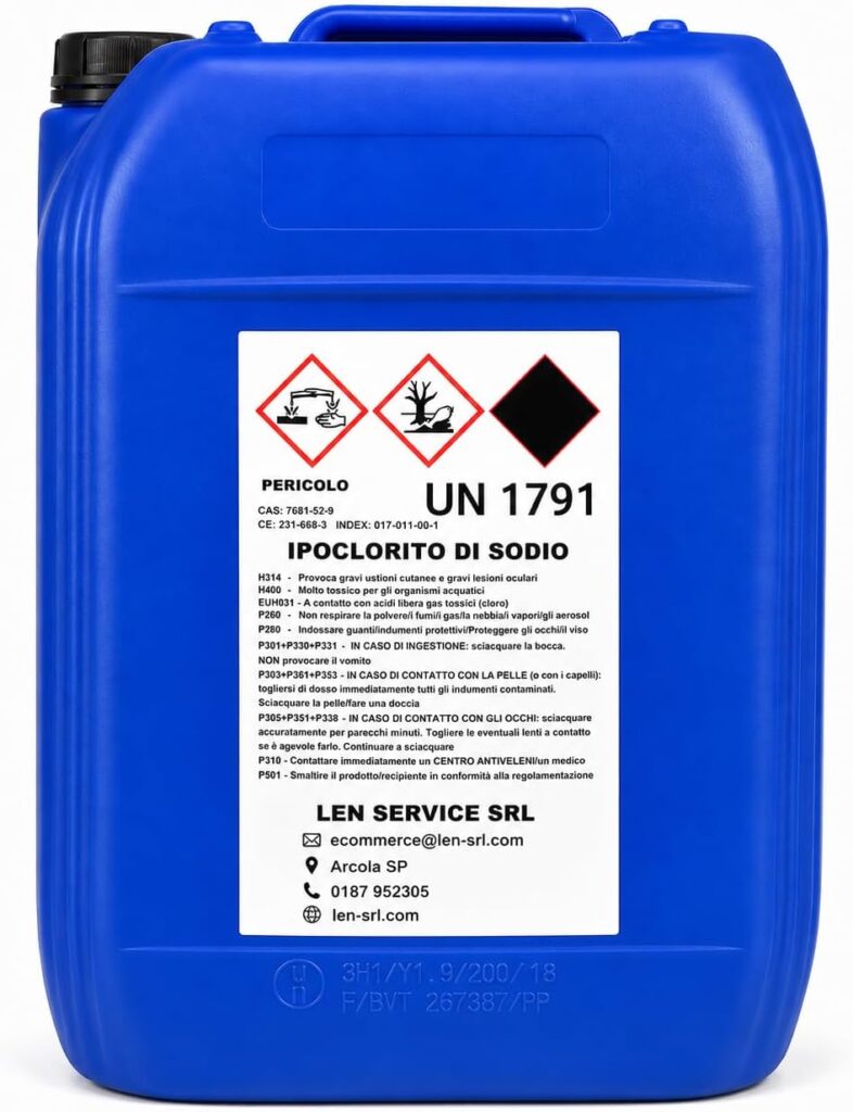 Cloro Liquido Piscina 25 Kg Ipoclorito di Sodio 14/15% - Tanica per Trattamento Acqua Piscine Private e Professionali